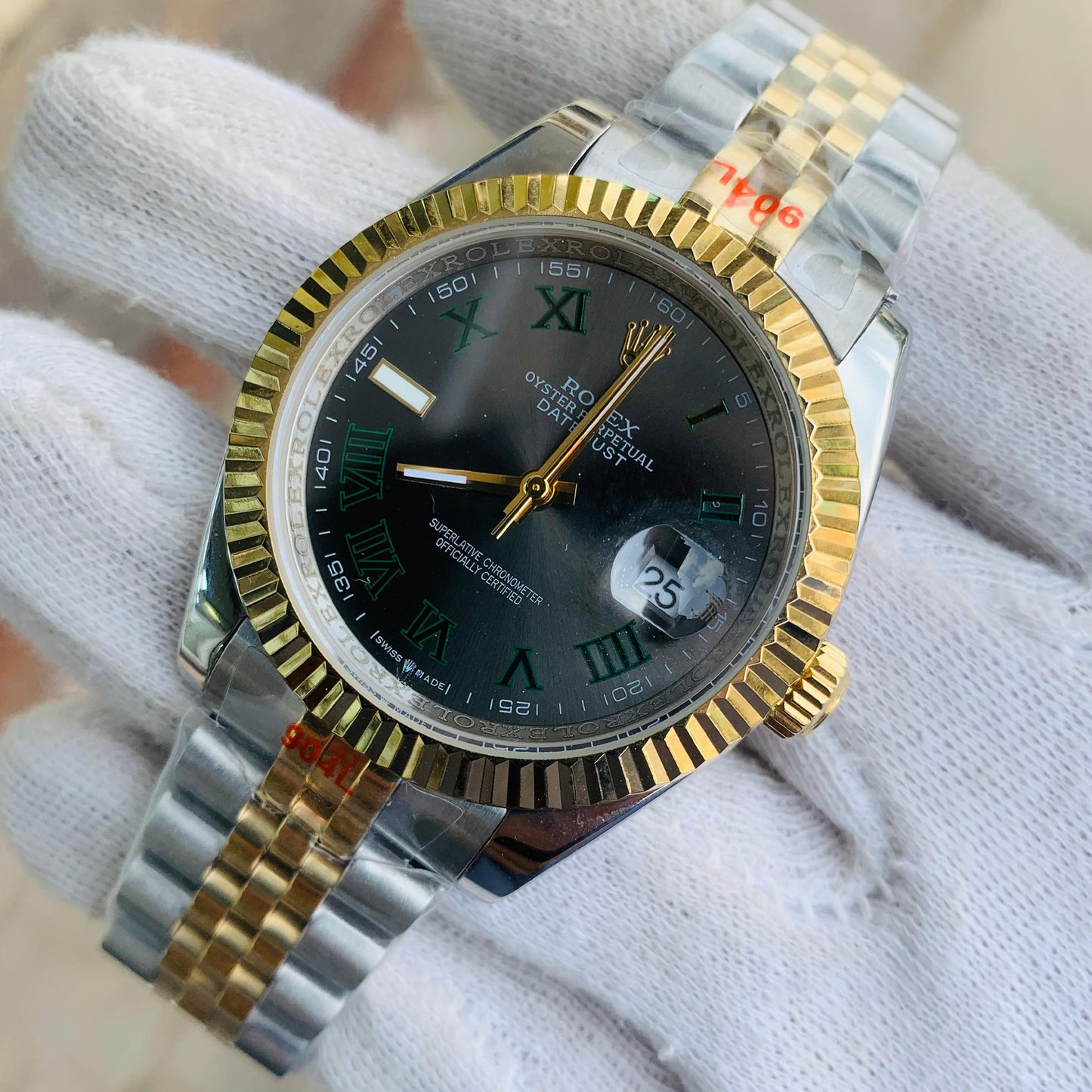 Rolex Men 40mm Jubilee Date Just Two Tone Roman Dial With Two-Tone Jubilee Bracelet