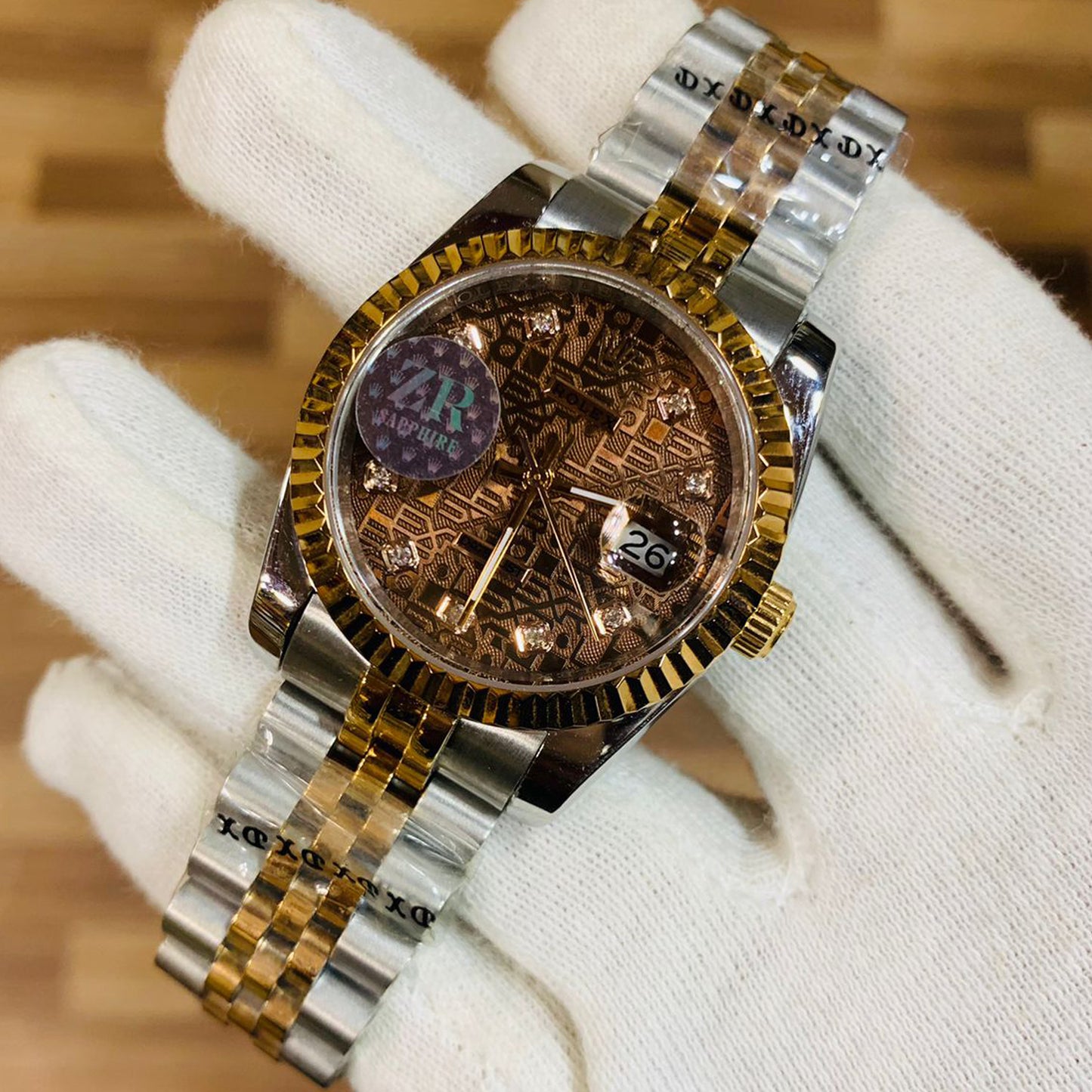 Rolex Men 36mm Date-Just Computer Diamond Dial With Two-Tone Bracelet