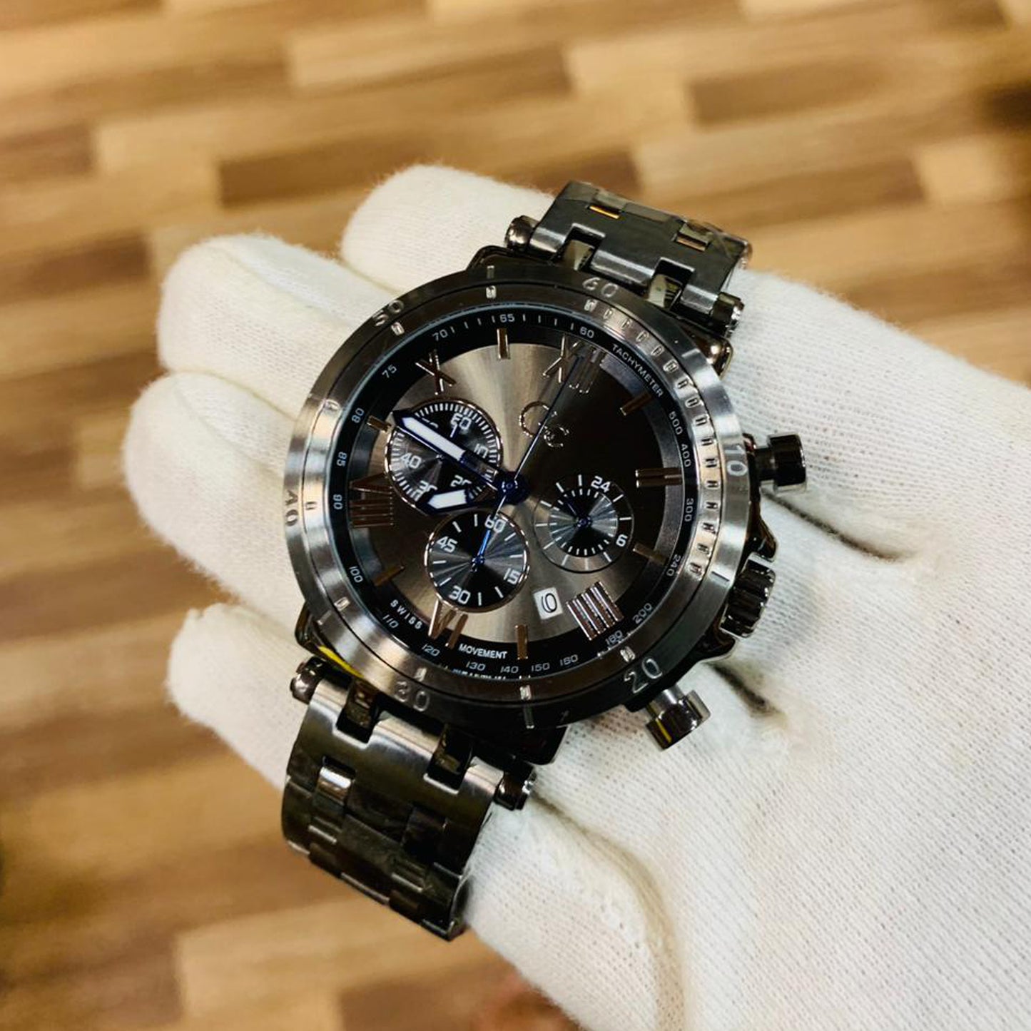 Gc Men Insider Chronograph Black Roman Dial With Black Bracelet