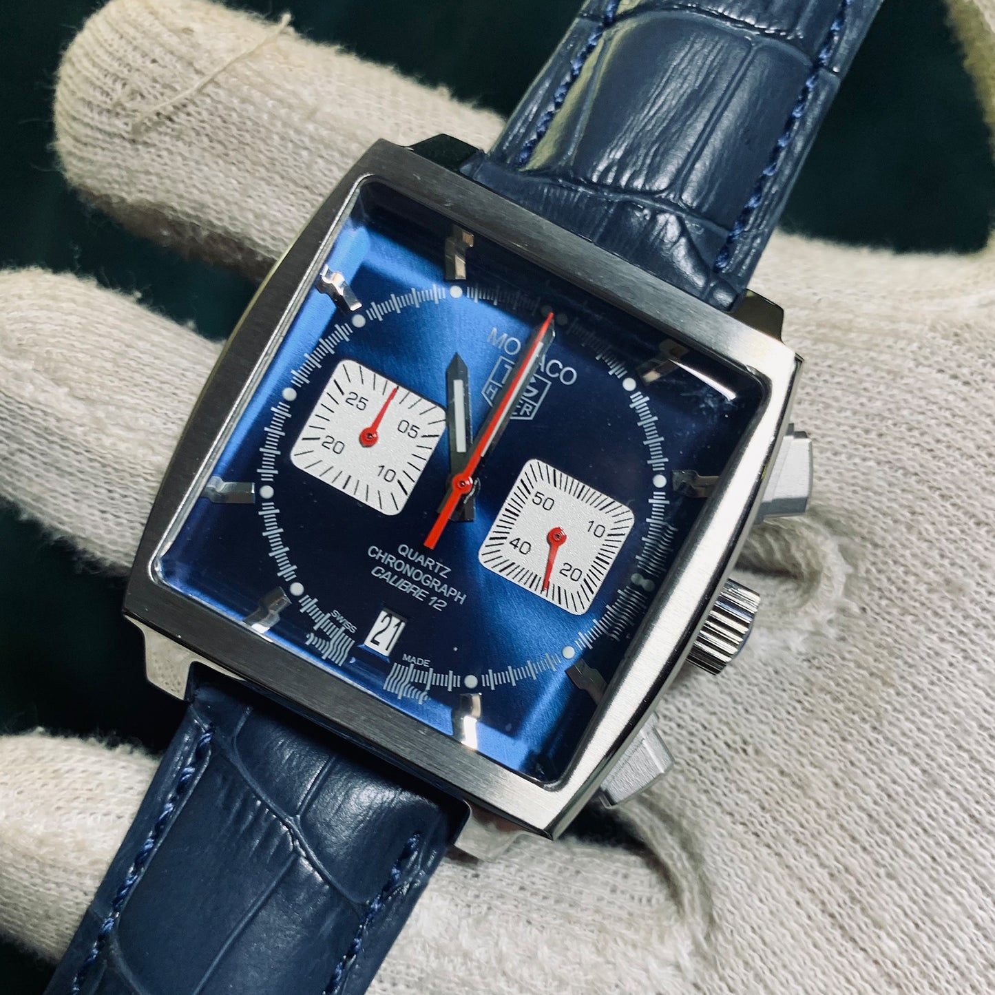Tag Heuer Monaco Men 39mm Chronograph Caliber Leather Strep