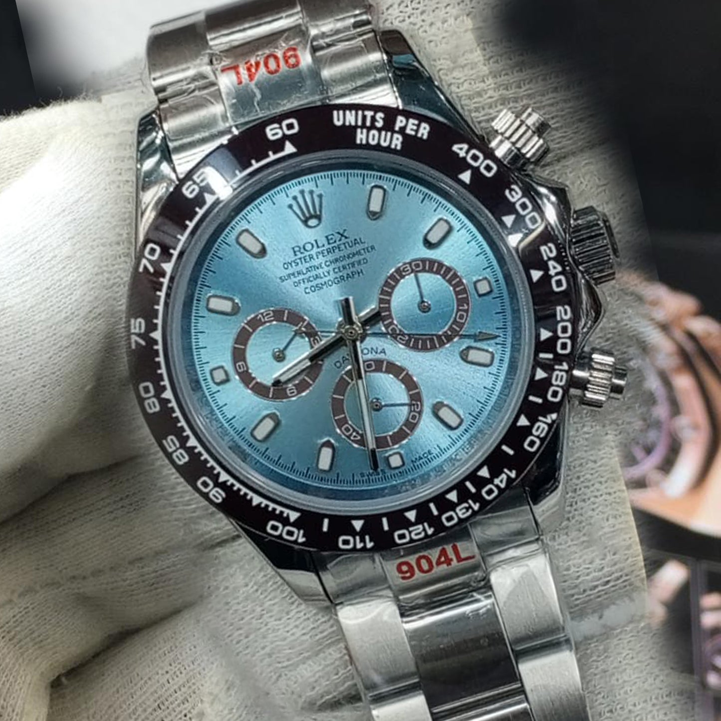 Rolex Daytona Glacier Blue Dial & chronograph With Steel Oyster Bracelet