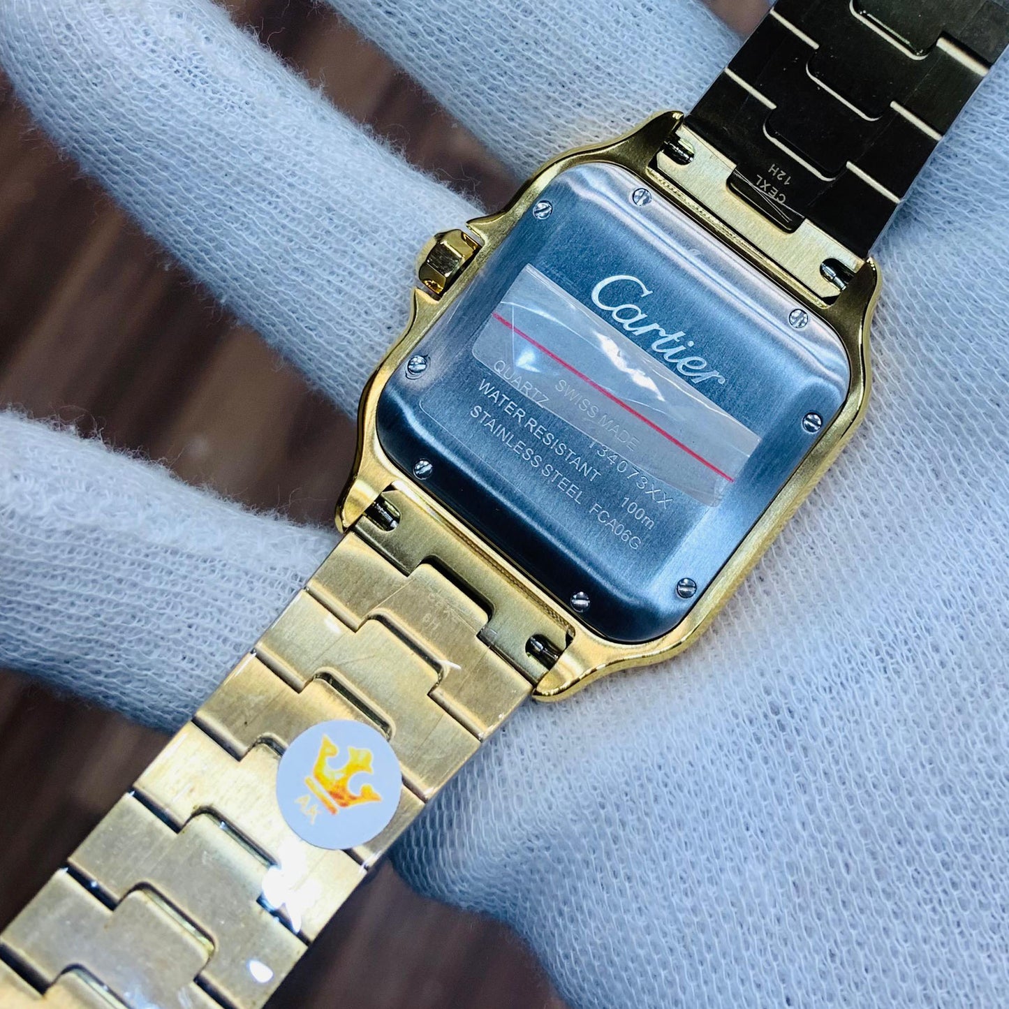 Cartier Men 47mm Santos Roman White Dial Gold Bracelet