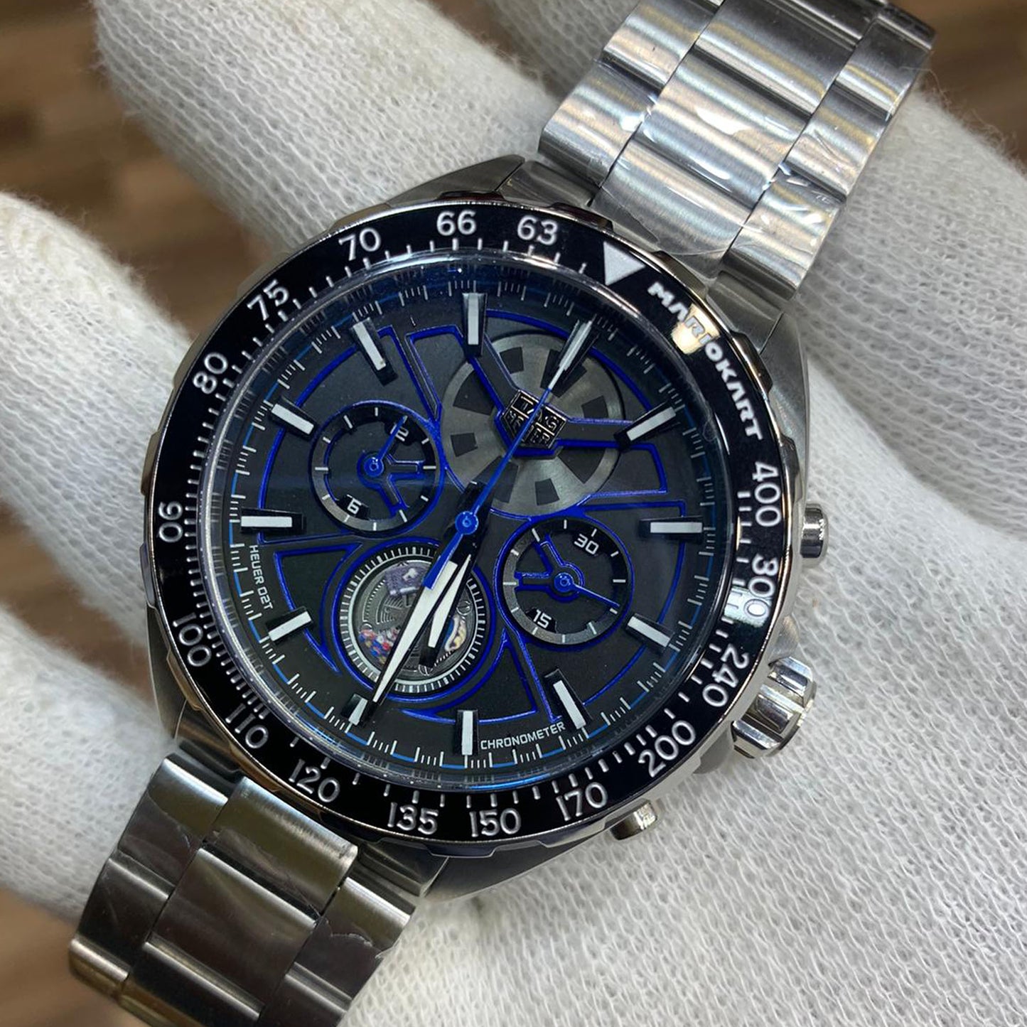 Tag Heuer Black Blue Chronograph Steel Bracelet