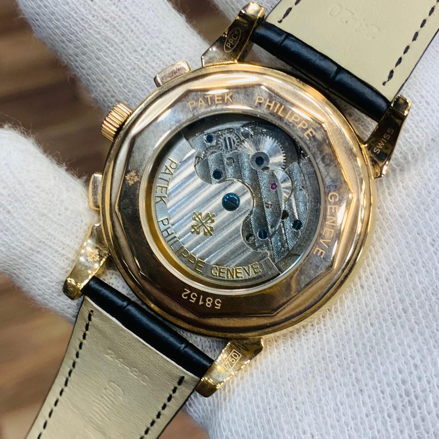 Patek Philippe Perpetual Calendar Chronograph And Rose Gold Bezel Leather Strap