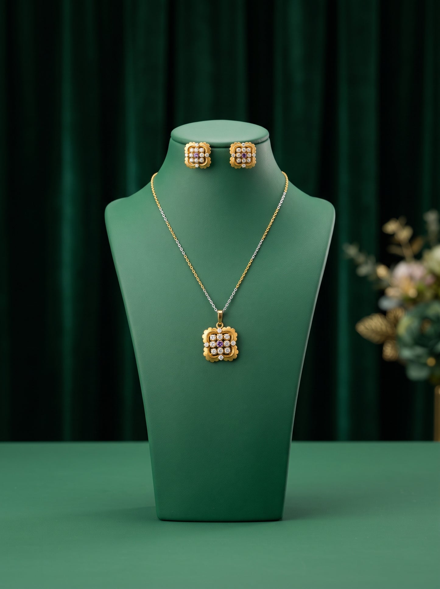 21KT Gold Locket Set-LS-1656