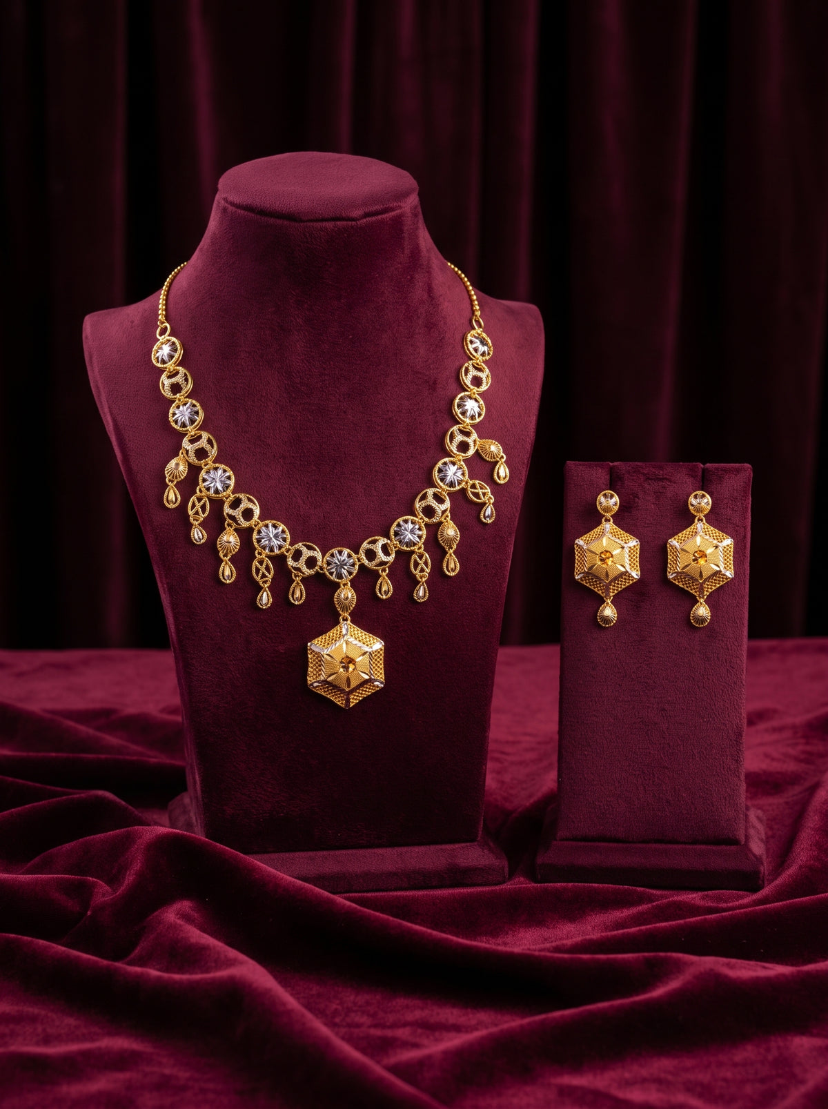21KT Gold Necklace Set -PS-20104