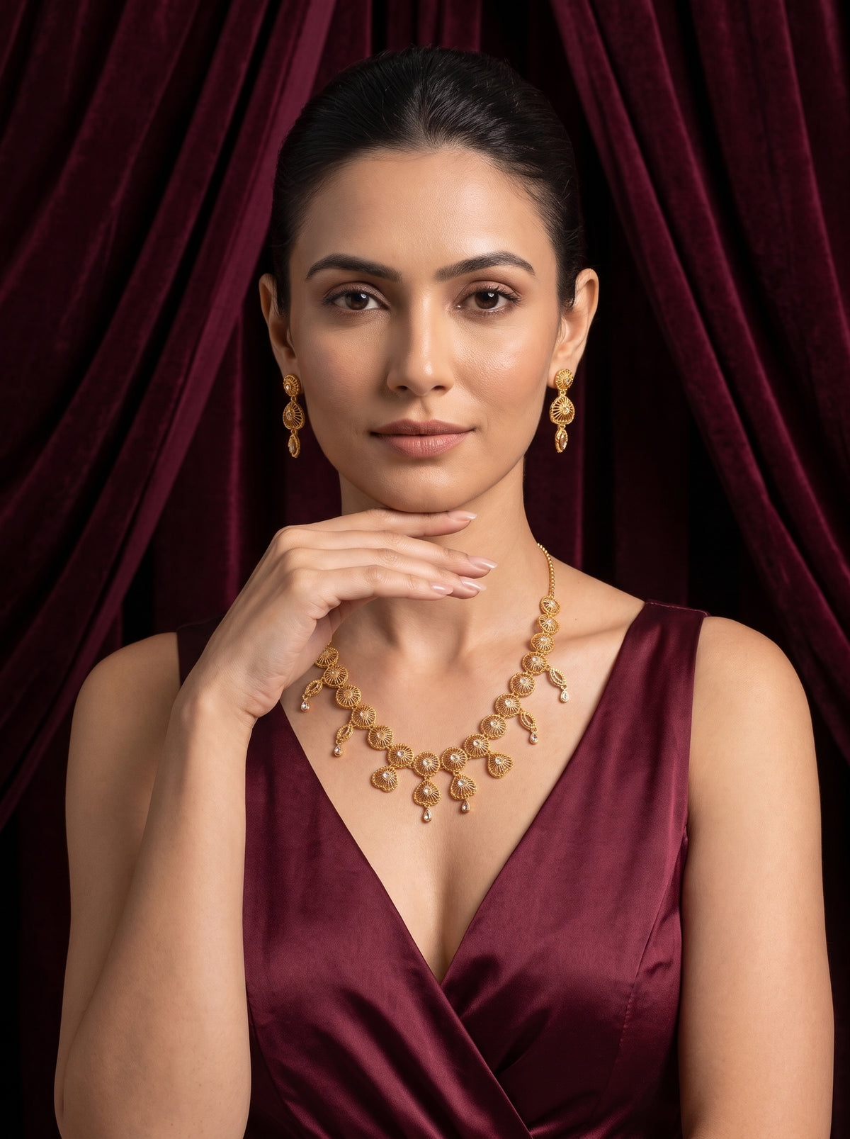21KT Gold Necklace Set -PS-20105