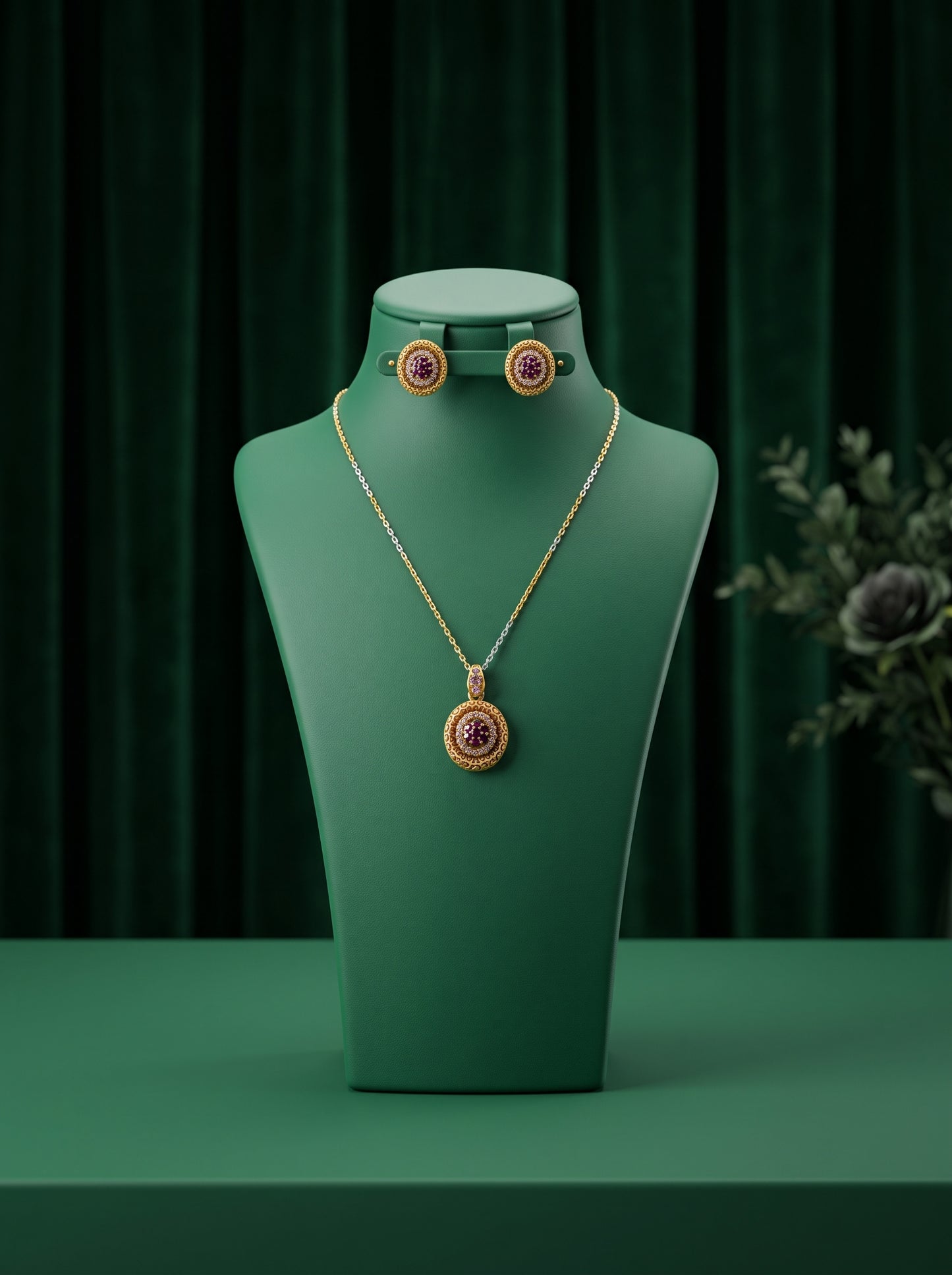 21KT Gold Locket Set-LS-20268