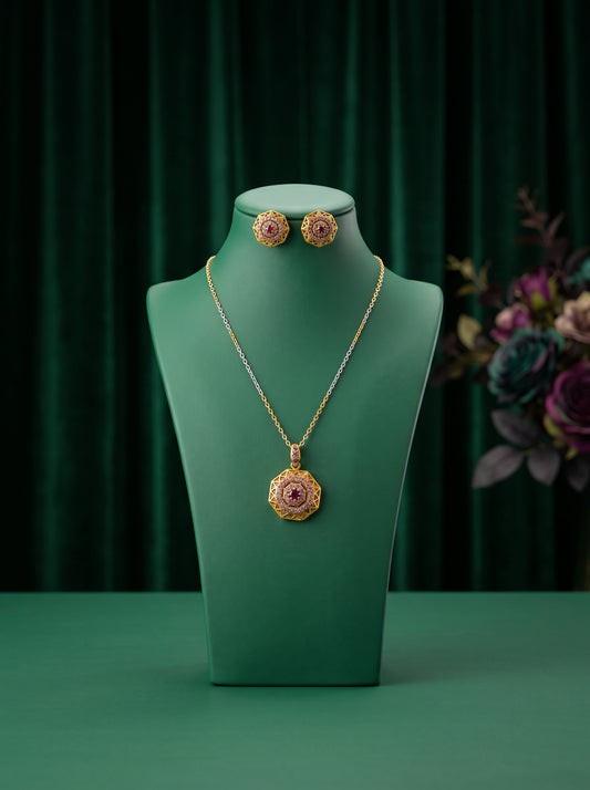 21KT Gold Locket Set-LS-20253