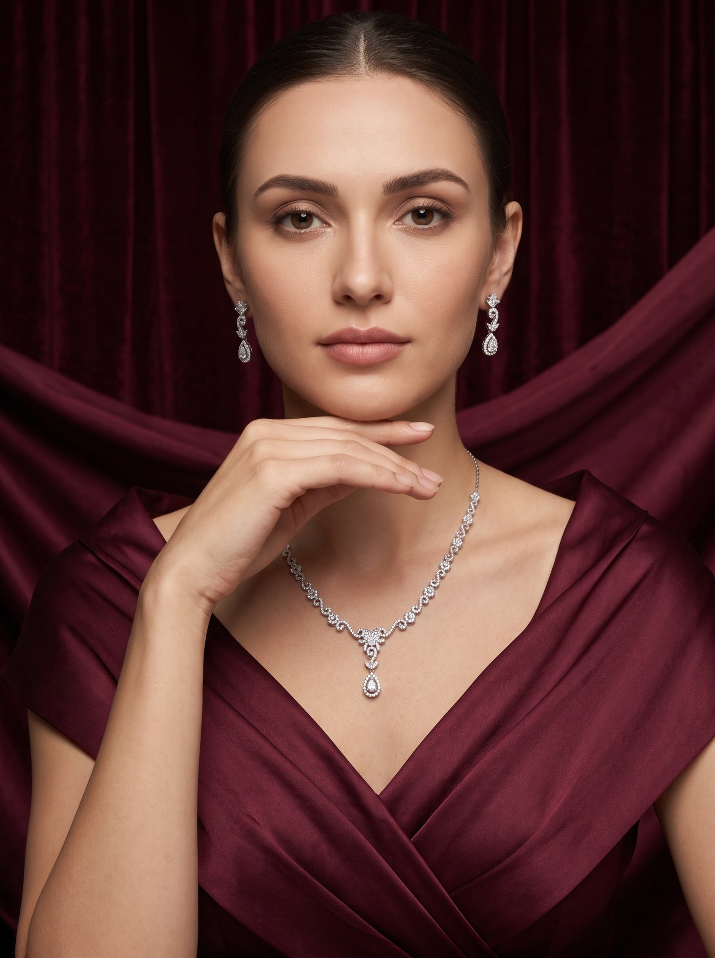 925 Silver Sterling Nacklace Set-SNS-20139