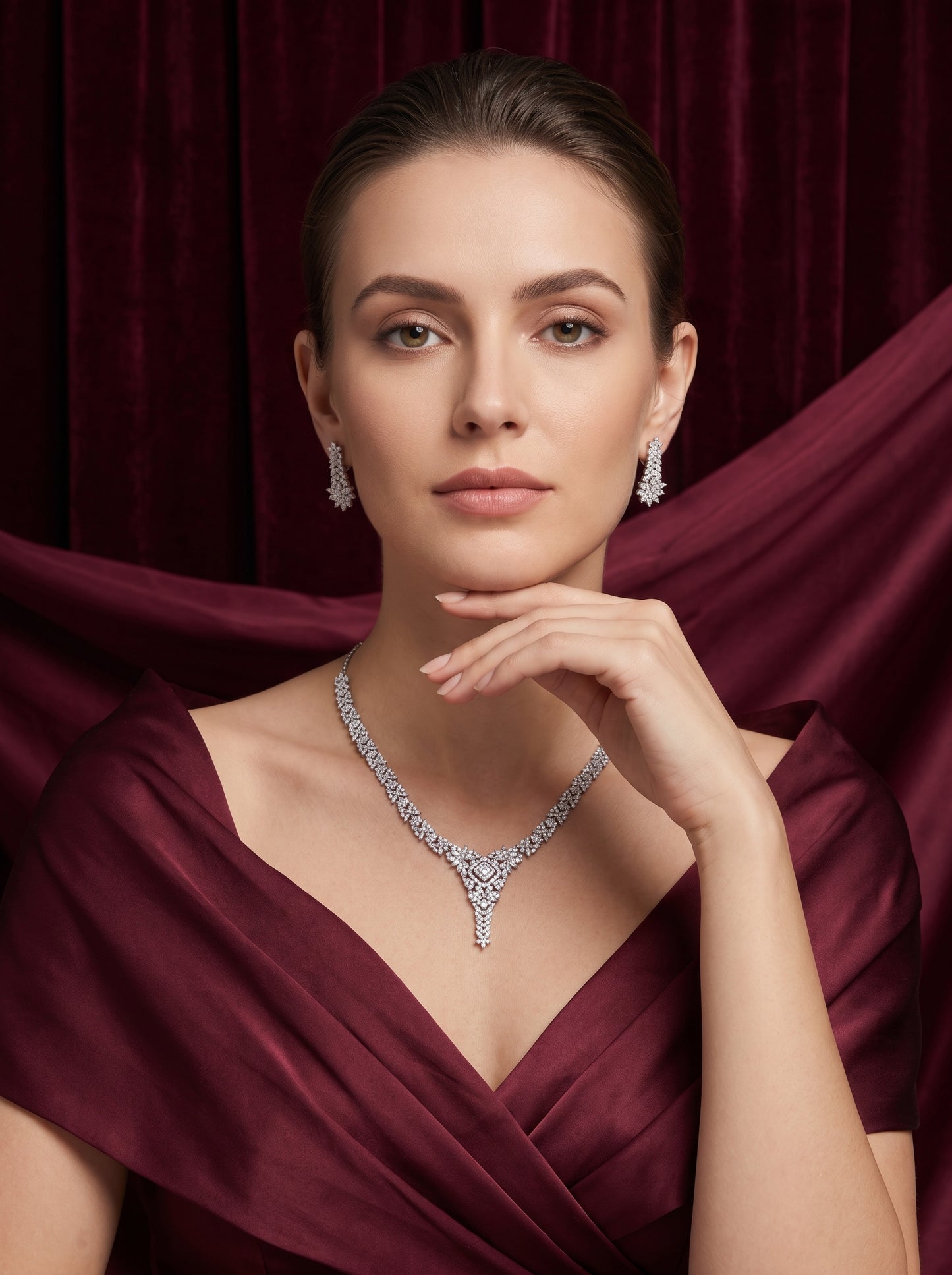 925 Silver Sterling Nacklace Set-SNS-20137