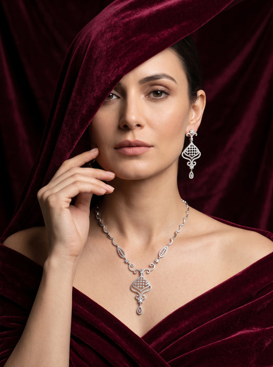 925 Silver Sterling Nacklace Set-SNS-20132